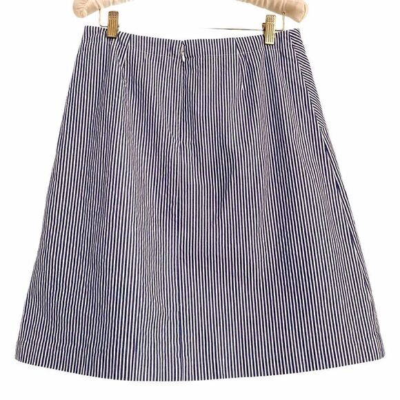Talbots 4P Seersucker Blue White A Line Skirt - Picture 3 of 6